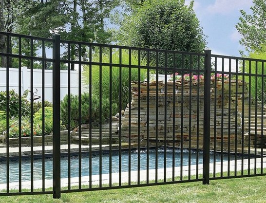 An Atlanta family is safe with this classic black Custom fence surrounding their pool